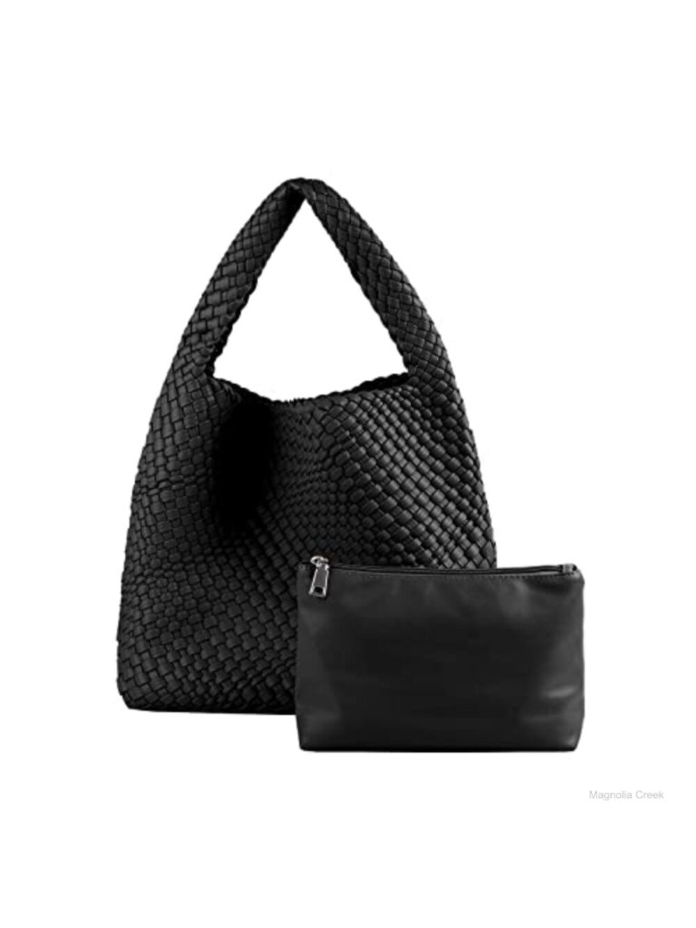 Hand Woven Vegan Leather Hobo Tote Bag with Wallet